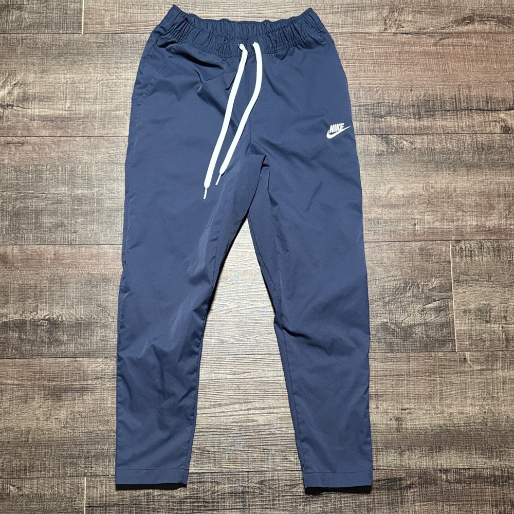 Nike Men's Navy Blue Joggers with White Drawstrings